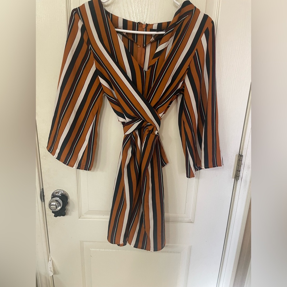 Forever 21 Multicolor Striped Long Sleeve Dress